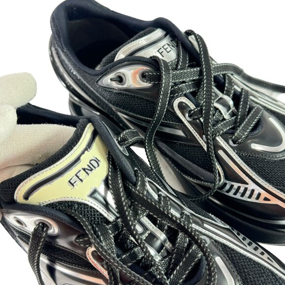 FENDI Sneakers Black & Silver First 1 Tech and Leather Women's Made in Italy 9US - Picture 5 of 11